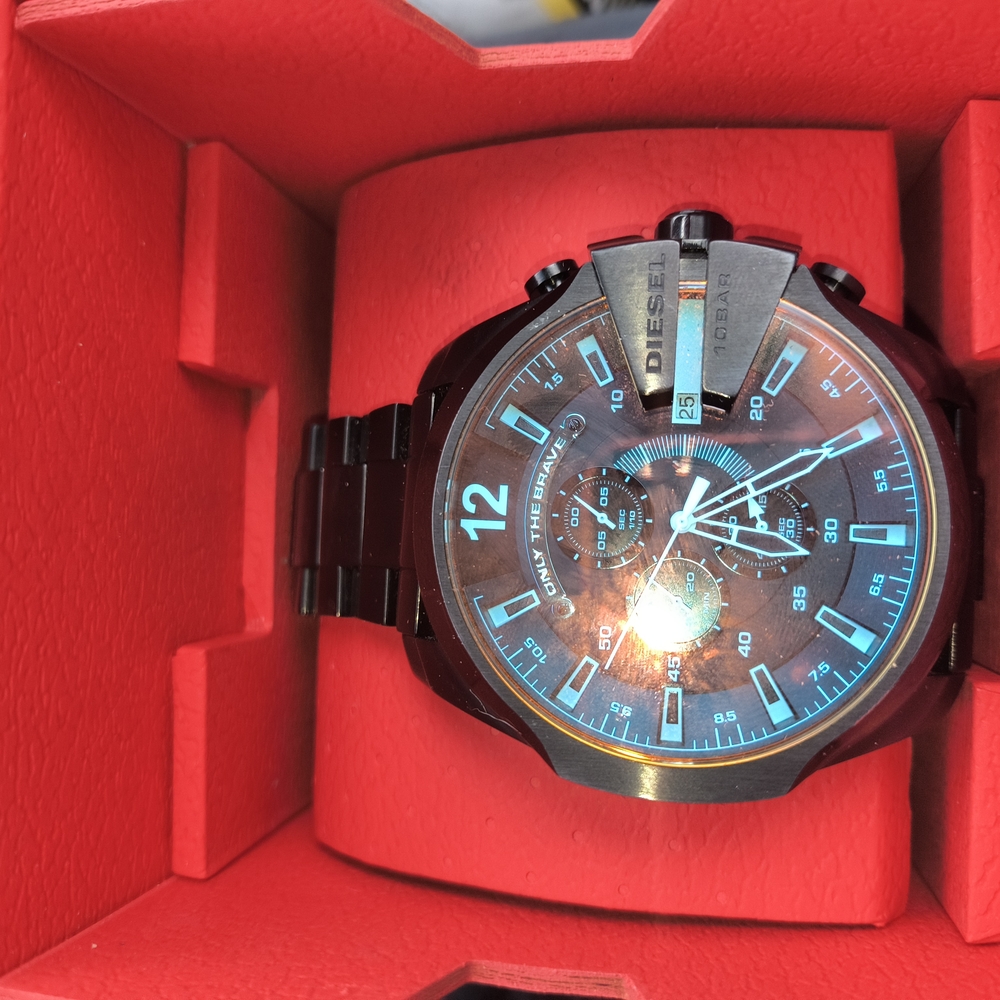 Diesel Men's Black and Blue Chronograph Watch